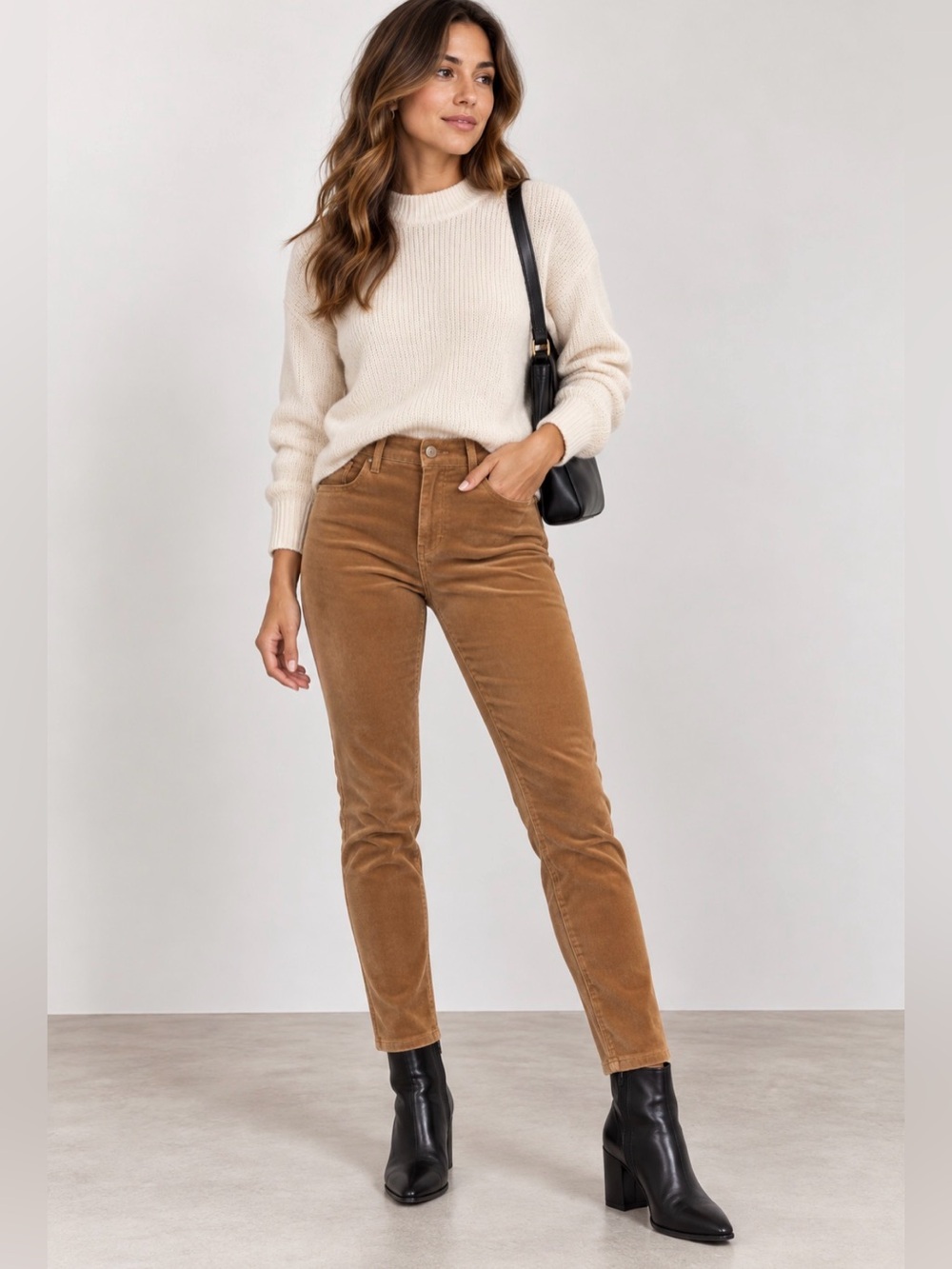 Massimo Dutti Tan Velvet Skinny Pants Trousers Size 26